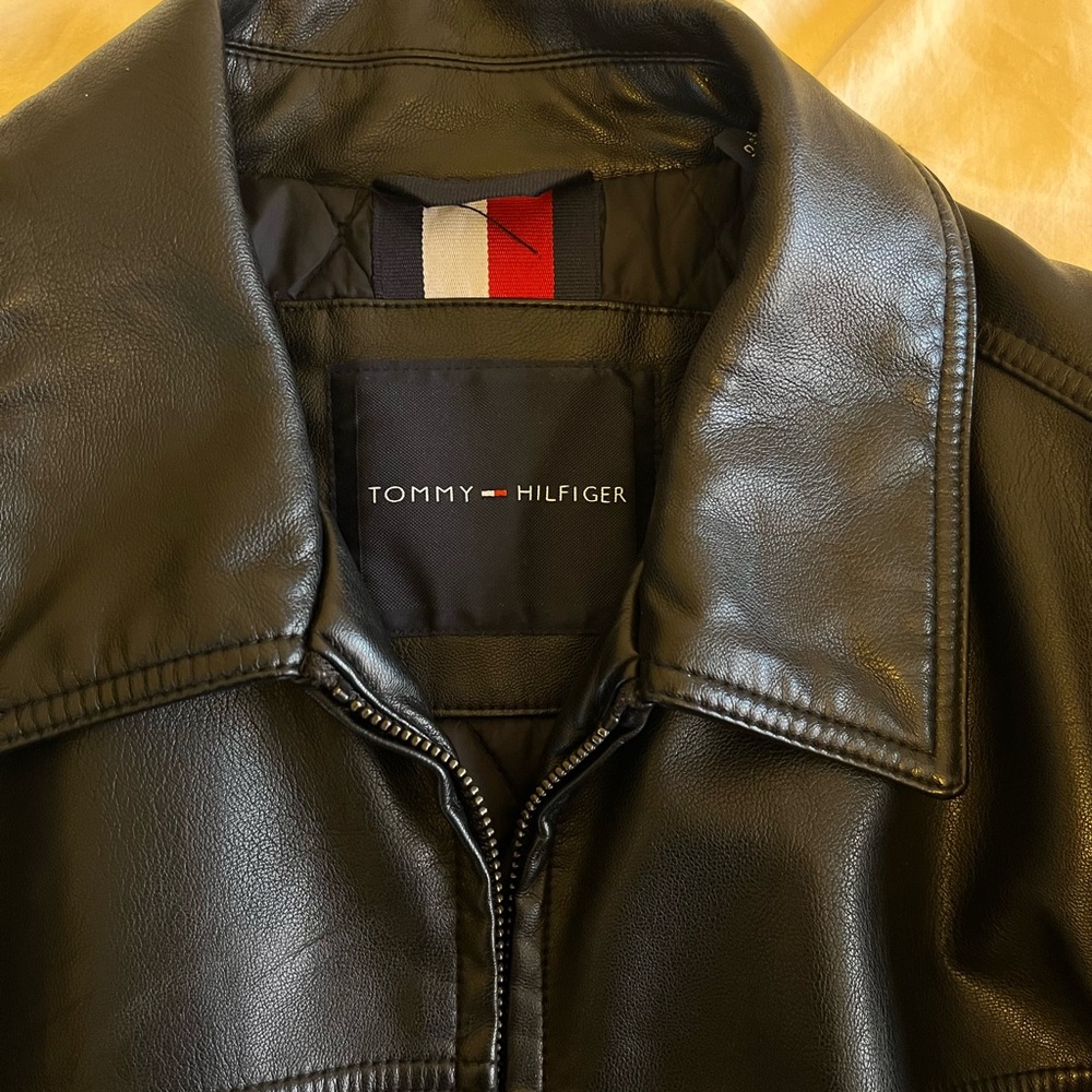 Tommy Hilfiger Black Leather Bomber Jacket